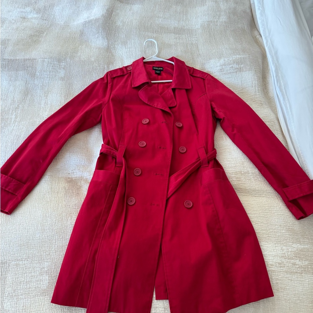 Guess Vibrant Red Trench Coat